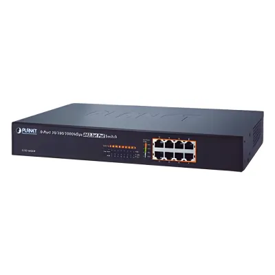 Switch no administrable de 8 Puertos 10/100/1000 Mbps con High PoE 802.3at, 240W potencia total