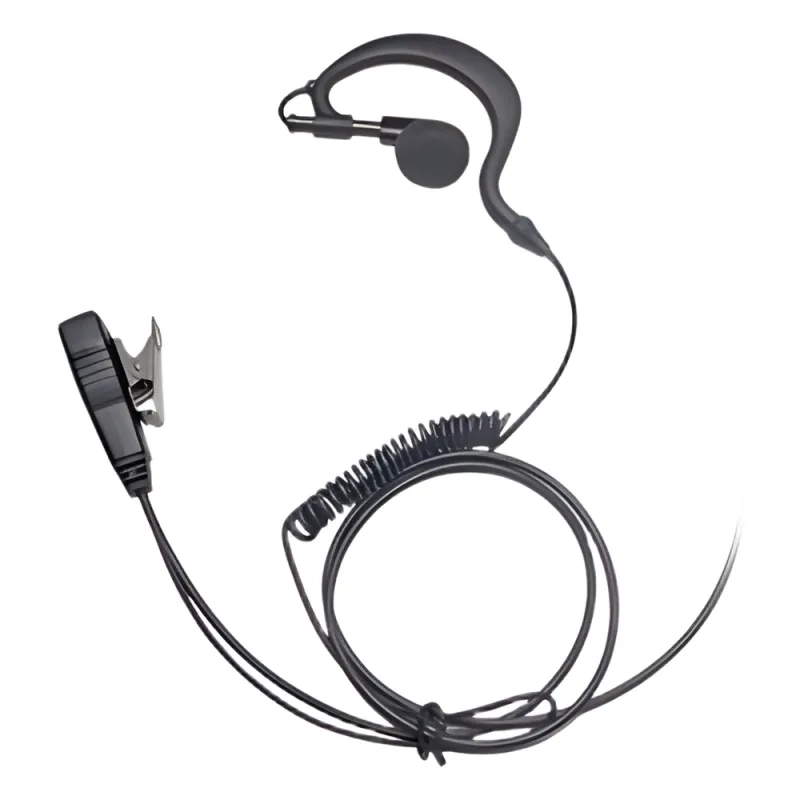 Micrófono - audífono de gancho ajustable al oído cable con resorte con conector de dos pines para MOTOROLA, ABELL y HYTERA
