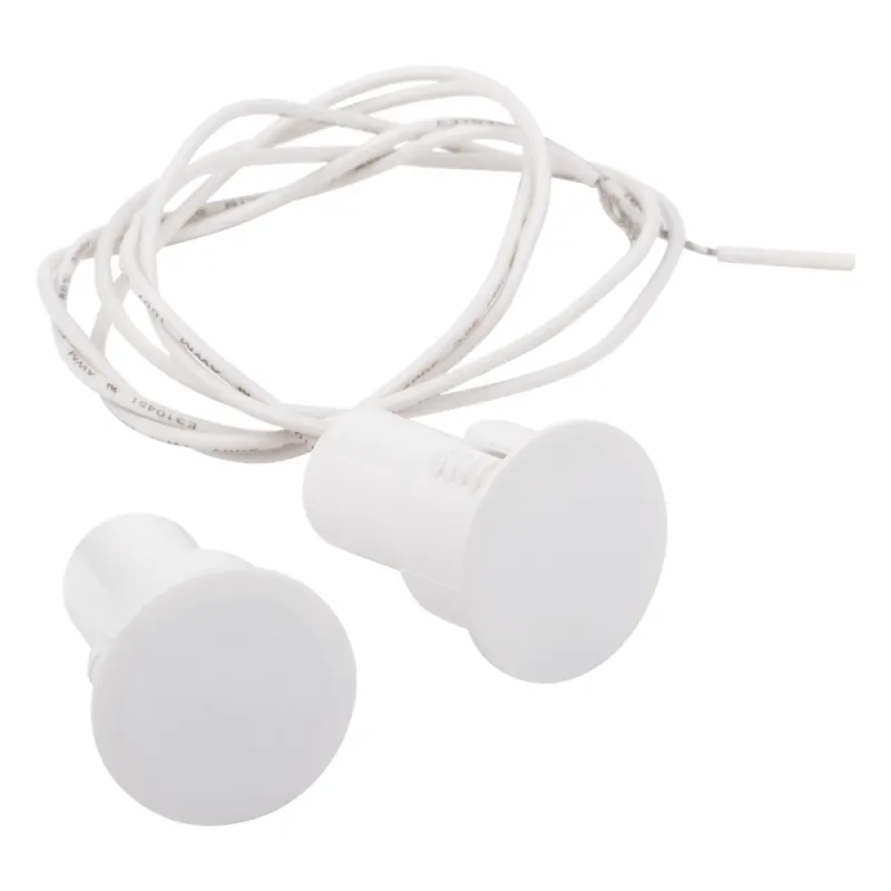 Contacto Magnético Empotrable / GAP 19 mm / Switch NC / Puertas Metálicas, Aluminio y Madera / 12VCC / Blanco / LED Indicador
