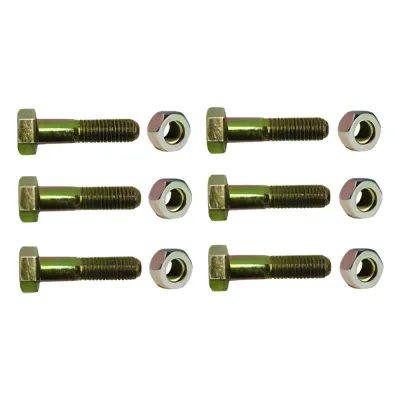 Paquete de 6 Tornillos Grado 5 con Tuercas Tropicalizadas de 3/8" x 2".
