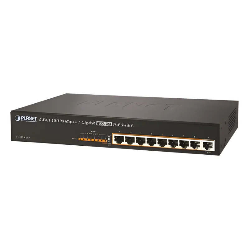 Switch no adminsitrable PoE de 8 Puertos PoE 100BaseTX + 1 Puerto 100/1000Base-T con 150W de Potencia Total