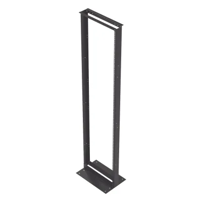 Rack de 2 Postes, Estándar 19", 45 Unidades, Fabricado en Acero, Base "L" para Anclar a Piso.