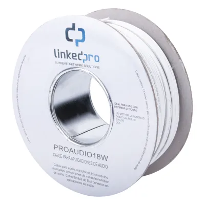 Bobina de 152 mts para Salidas de Audio como Bocinas / Calibre 18 en 2 Hilos / Color Blanco / Tipo CCA