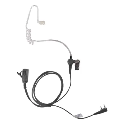 Micrófono - audífono de tubo acústico transparente de grado médico con conector de dos pines para KENWOOD Y TXPRO