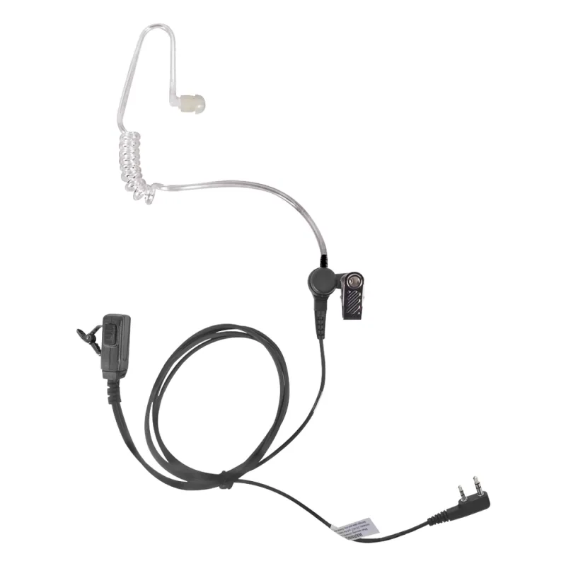 Micrófono - audífono de tubo acústico transparente de grado médico con conector de dos pines para KENWOOD Y TXPRO