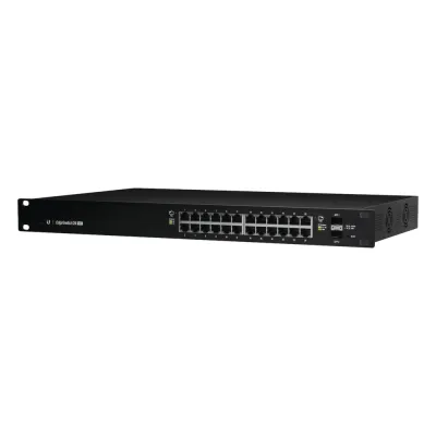Switch EdgeMAX Administrable de 24 Puertos Gigabit con PoE+/PoE Pasivo 24V + 2 Puertos SFP, 500 W