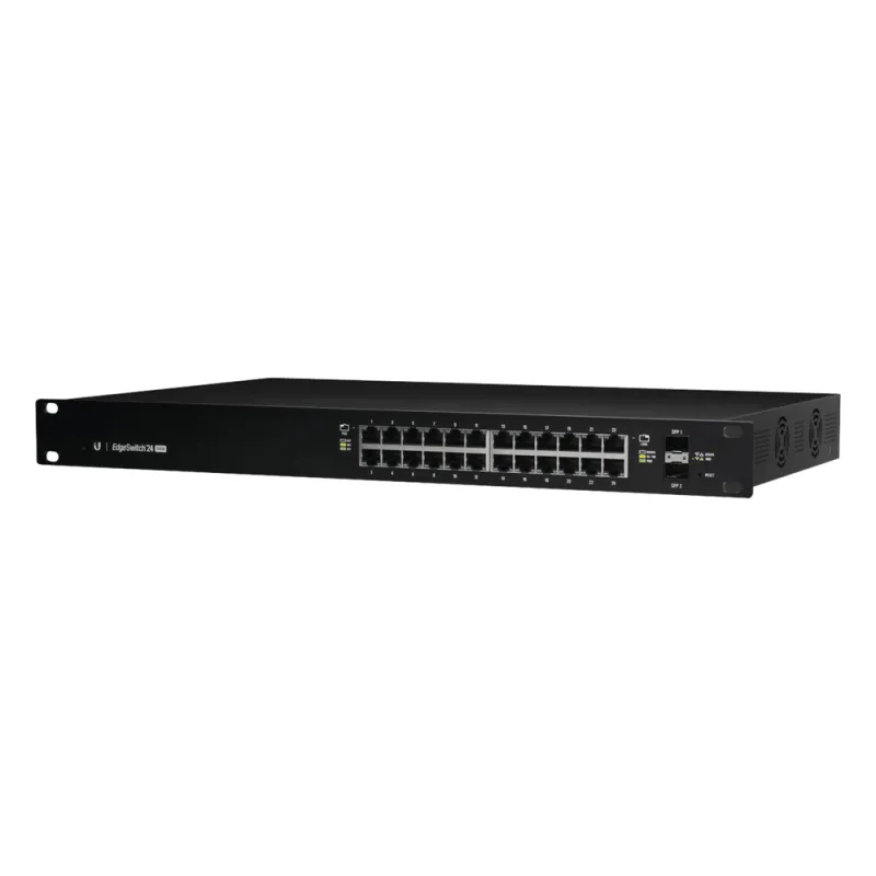 Switch EdgeMAX Administrable de 24 Puertos Gigabit con PoE+/PoE Pasivo 24V + 2 Puertos SFP, 500 W