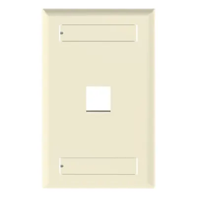 Placa de Pared NetKey Vertical, Salida Para 1 Puerto Keystone, Con Espacios Para Etiquetas, Color Marfil