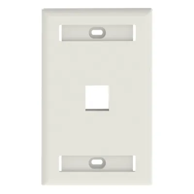 Placa de Pared NetKey Vertical, Salida Para 1 Puerto Keystone, Con Espacios Para Etiquetas, Color Blanco Mate