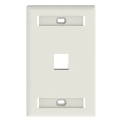 Placa de Pared NetKey Vertical, Salida Para 1 Puerto Keystone, Con Espacios Para Etiquetas, Color Blanco