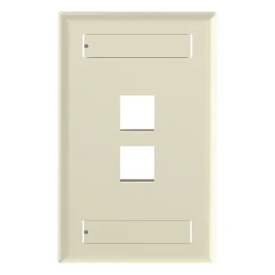 Placa de Pared NetKey Vertical, Salida Para 2 Puertos Keystone, Con Espacios Para Etiquetas, Color Marfil