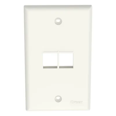 Placa de Pared NetKey Vertical, Salida Para 2 Puertos Keystone, Color Blanco Mate
