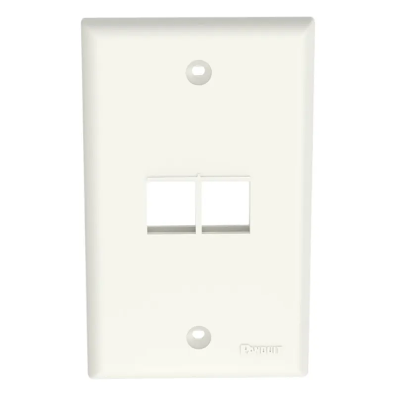 Placa de Pared NetKey Vertical, Salida Para 2 Puertos Keystone, Color Blanco Mate