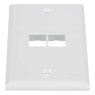 Placa de Pared NetKey Vertical, Salida Para 2 Puertos Keystone, Color Blanco