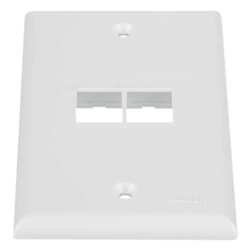Placa de Pared NetKey Vertical, Salida Para 2 Puertos Keystone, Color Blanco