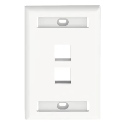 Placa de Pared NetKey Vertical, Salida Para 2 Puertos Keystone, Con Espacios Para Etiquetas, Color Blanco