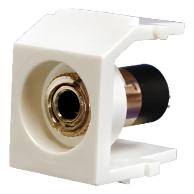 Módulo Acoplador NetKey Estéreo de 3.5mm (1/8), Tipo Keystone, Para Soldar, Color Blanco Mate