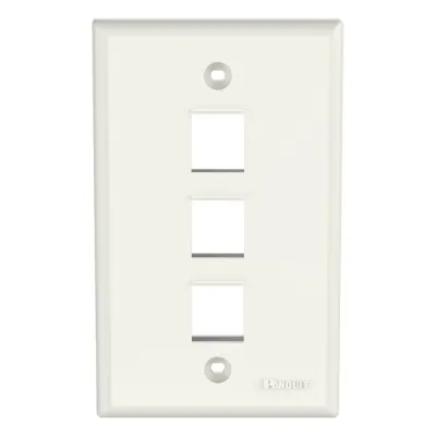 Placa de Pared NetKey Vertical, Salida Para 3 Puertos Keystone, Color Blanco Mate