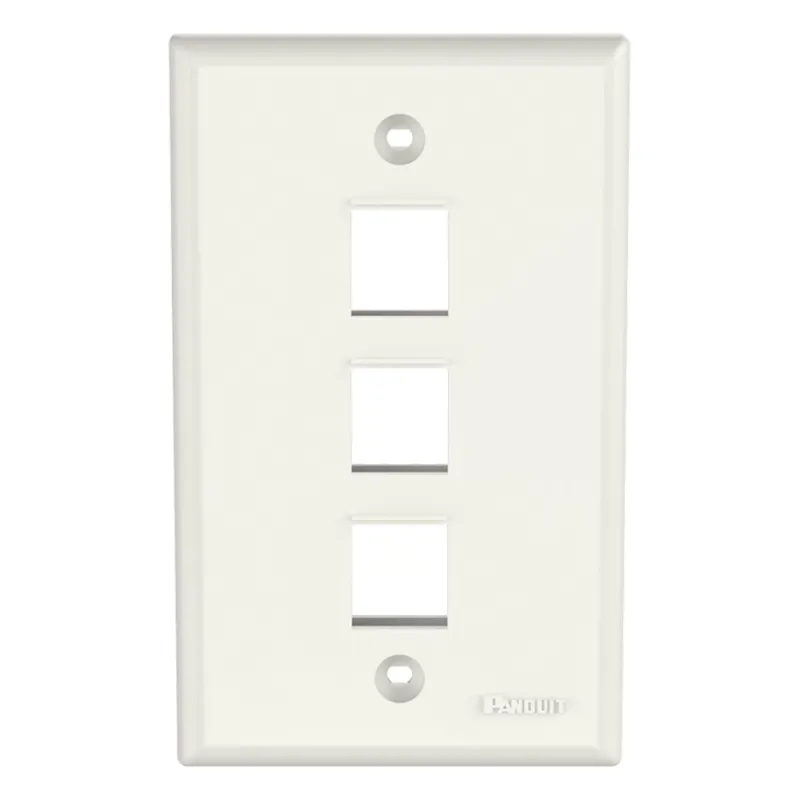 Placa de Pared NetKey Vertical, Salida Para 3 Puertos Keystone, Color Blanco Mate