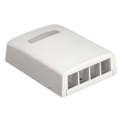 Caja NetKey de Montaje en Superficie, Para 4 Módulos Keystone, Color Blanco