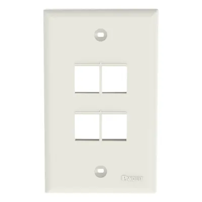 Placa de Pared NetKey Vertical, Salida Para 4 Puertos Keystone, Color Blanco Mate