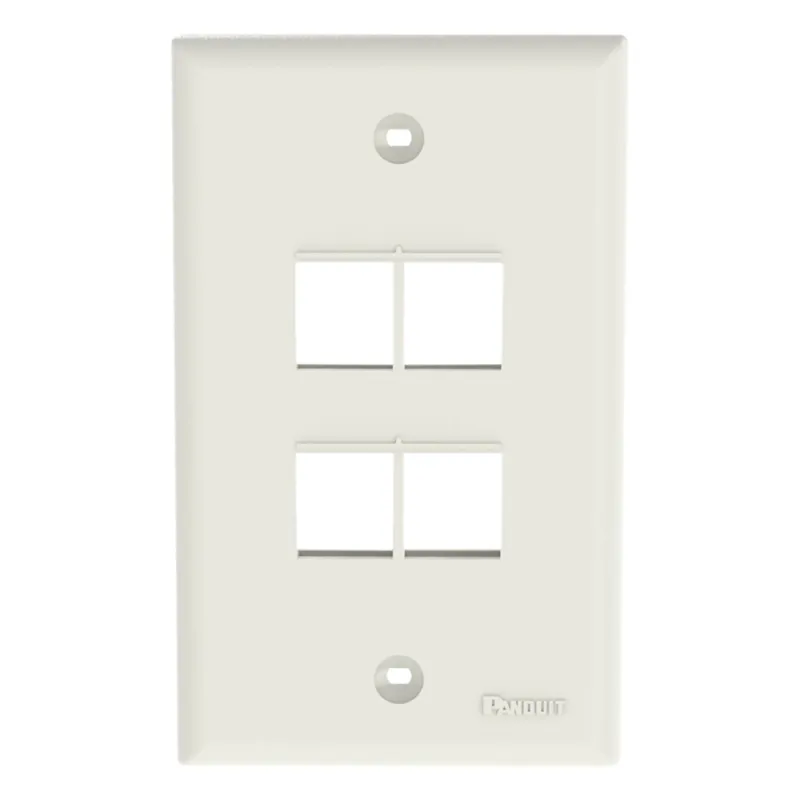 Placa de Pared NetKey Vertical, Salida Para 4 Puertos Keystone, Color Blanco Mate