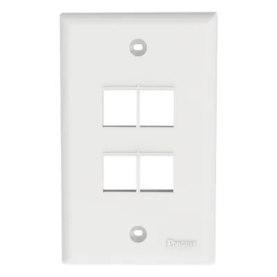 Placa de Pared NetKey Vertical, Salida Para 4 Puertos Keystone, Color Blanco