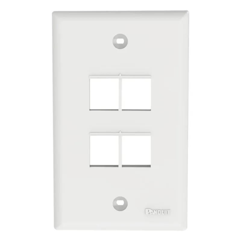 Placa de Pared NetKey Vertical, Salida Para 4 Puertos Keystone, Color Blanco