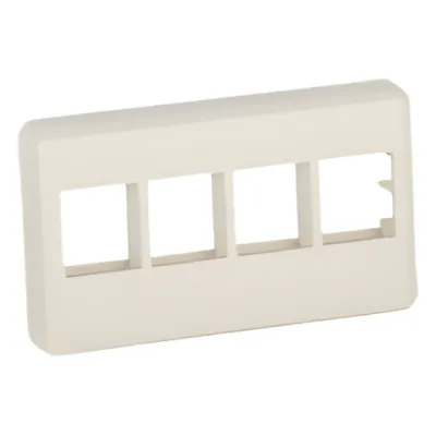 Placa de Pared NetKey Para Mueble Modular, Salida Para 4 Puertos Keystone, Color Blanco Mate