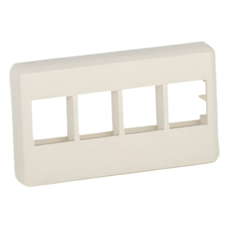 Placa de Pared NetKey Para Mueble Modular, Salida Para 4 Puertos Keystone, Color Blanco Mate