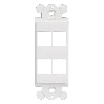 Marco de Módulo NetKey Dúplex, Para Placas Frontales Estándar GFCI, Acepta 4 Módulos Keystone, Color Blanco Mate