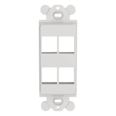 Marco de Módulo NetKey Dúplex, Para Placas Frontales Estándar GFCI, Acepta 4 Módulos Keystone, Color Blanco
