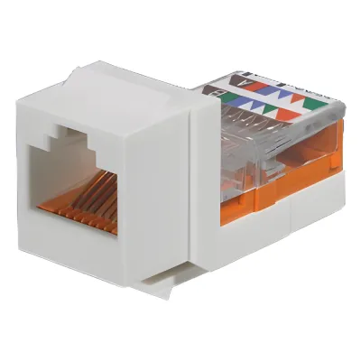 Conector Jack NetKey Estilo Leadframe, Tipo Keystone, Categoría 5e, de 8 Posiciones y 8 Cables, Color Marfil