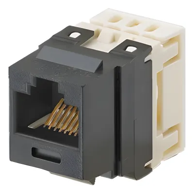 Conector Jack NetKey Estilo 110 (de Impacto), Tipo Keystone, Categoría 6, de 8 Posiciones y 8 Cables, Color Negro