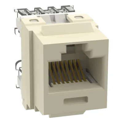 Conector Jack NetKey Estilo 110 (de Impacto), Tipo Keystone, Categoría 6, de 8 Posiciones y 8 Cables, Color Marfil
