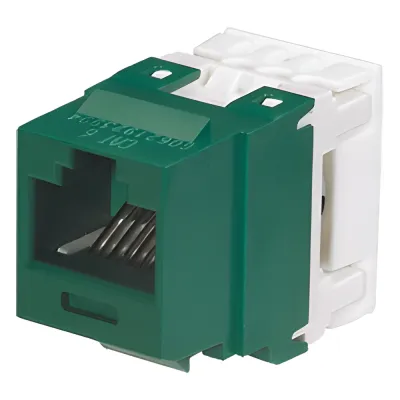 Conector Jack NetKey Estilo 110 (de Impacto), Tipo Keystone, Categoría 6, de 8 Posiciones y 8 Cables, Color Verde