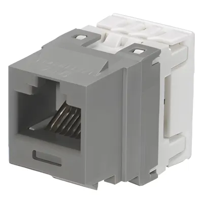 Conector Jack NetKey Estilo 110 (de Impacto), Tipo Keystone, Categoría 6, de 8 Posiciones y 8 Cables, Color Gris