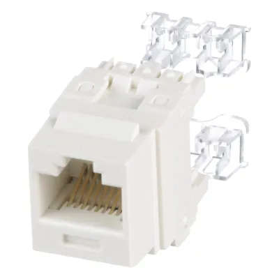 Conector Jack NetKey Estilo 110 (de Impacto), Tipo Keystone, Categoría 6, de 8 Posiciones y 8 Cables, Color Blanco Mate
