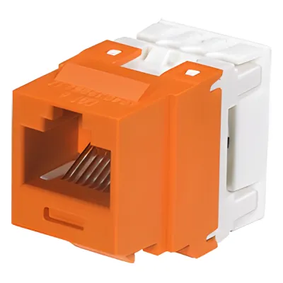 Conector Jack NetKey Estilo 110 (de Impacto), Tipo Keystone, Categoría 6, de 8 Posiciones y 8 Cables, Color Naranja