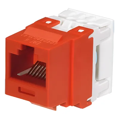 Conector Jack NetKey Estilo 110 (de Impacto), Tipo Keystone, Categoría 6, de 8 Posiciones y 8 Cables, Color Rojo
