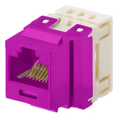 Conector Jack NetKey Estilo 110 (de Impacto), Tipo Keystone, Categoría 6, de 8 Posiciones y 8 Cables, Color Violeta