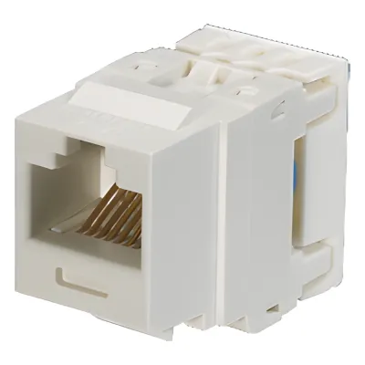 Conector Jack NetKey Estilo 110 (de Impacto), Tipo Keystone, Categoría 6, de 8 Posiciones y 8 Cables, Color Blanco
