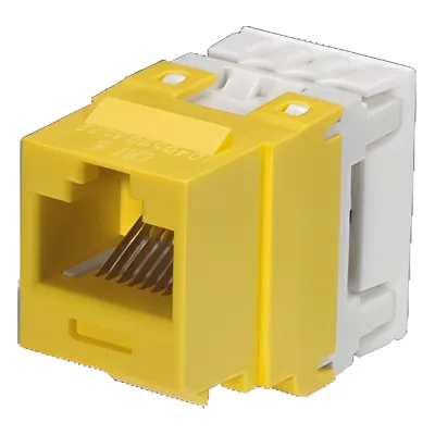 Conector Jack NetKey Estilo 110 (de Impacto), Tipo Keystone, Categoría 6, de 8 Posiciones y 8 Cables, Color Amarillo