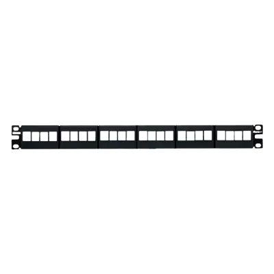 Panel de Parcheo NetKey Modular Keystone (Sin Conectores), de 24 Puertos, Espacio Para Identificación con Etiqueta Adhesiva, 1UR