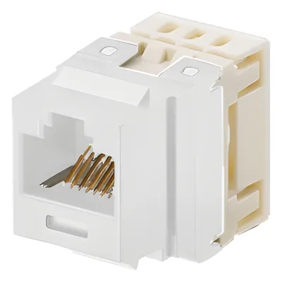Conector Jack NetKey Estilo 110 (de Impacto), Tipo Keystone, Categoría 5e, de 8 Posiciones y 8 Cables, Color Marfil