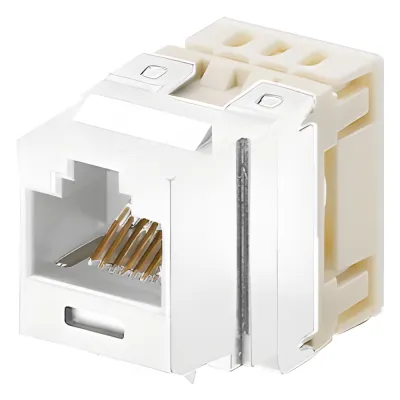 Conector Jack NetKey Estilo 110 (de Impacto), Tipo Keystone, Categoría 5e, de 8 Posiciones y 8 Cables, Color Blanco Mate