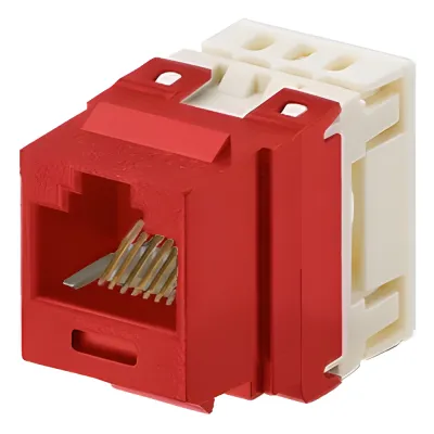 Conector Jack NetKey Estilo 110 (de Impacto), Tipo Keystone, Categoría 5e, de 8 Posiciones y 8 Cables, Color Rojo
