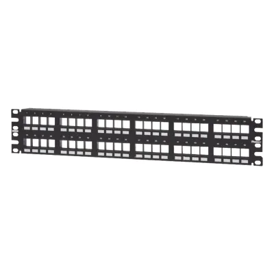 Panel de Parcheo NetKey Modular Keystone (Sin Conectores), Numerado y Espacio para Etiquetas, de 48 Puertos, 2UR