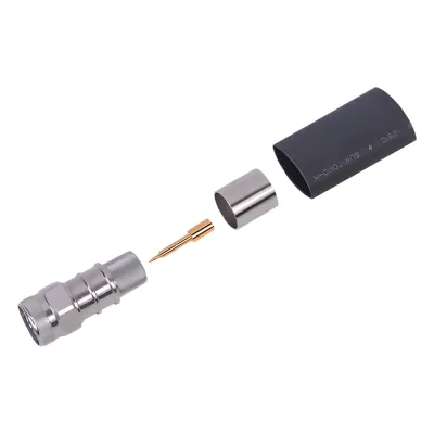 Conector N Macho Hexagonal de Anillo Plegable / Cable LMR-600, CNT-600, LP-600, Belden 7977A / Cuerpo Bronce Plateado / Contacto Oro / Aislante Teflón