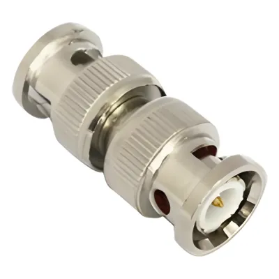 Adaptador tipo barril para 75 Ohm, de conector BNC macho a BNC macho, Níquel/ Oro/ Teflón.